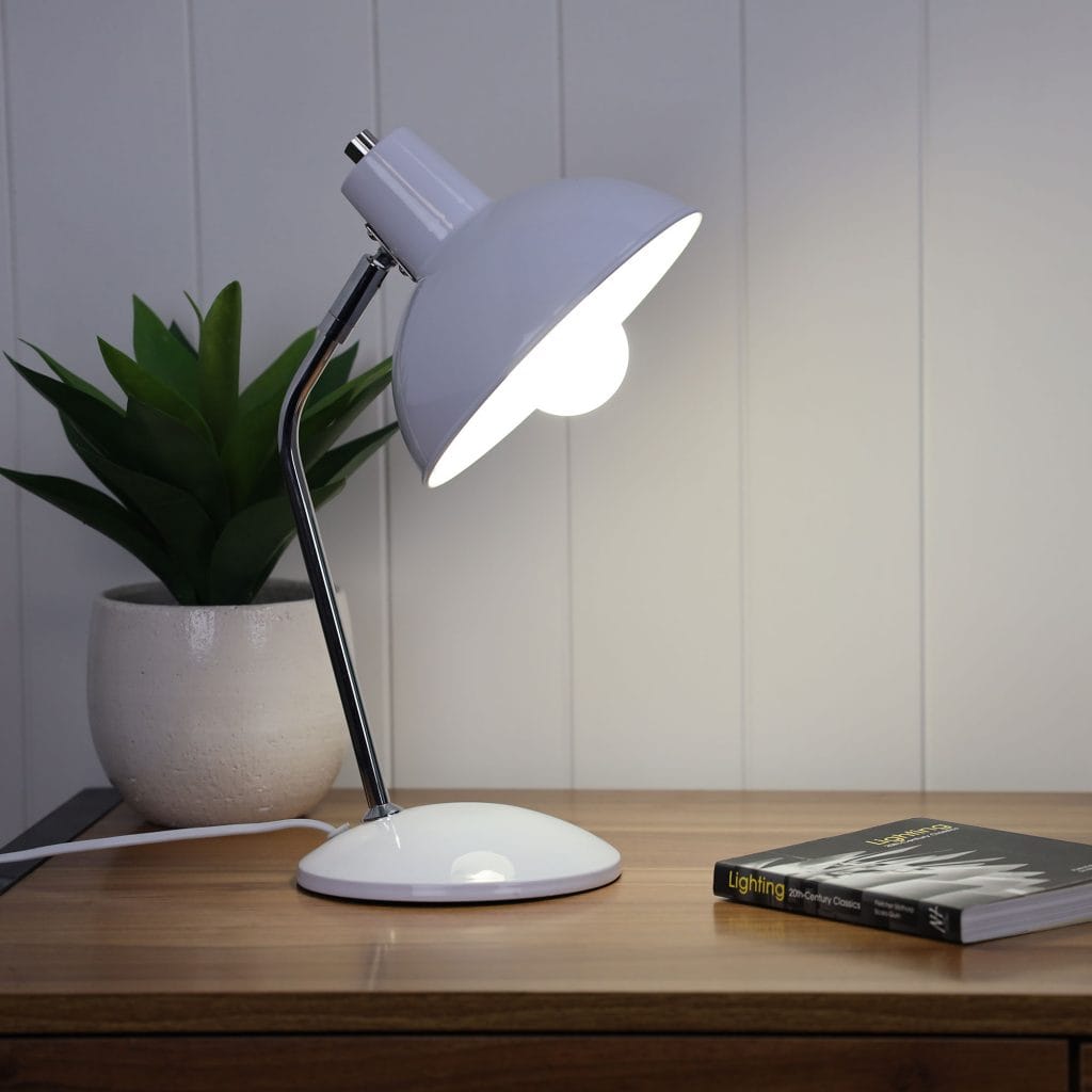 Oriel Lighting Lamp Thea White and Chrome Desk Lamp