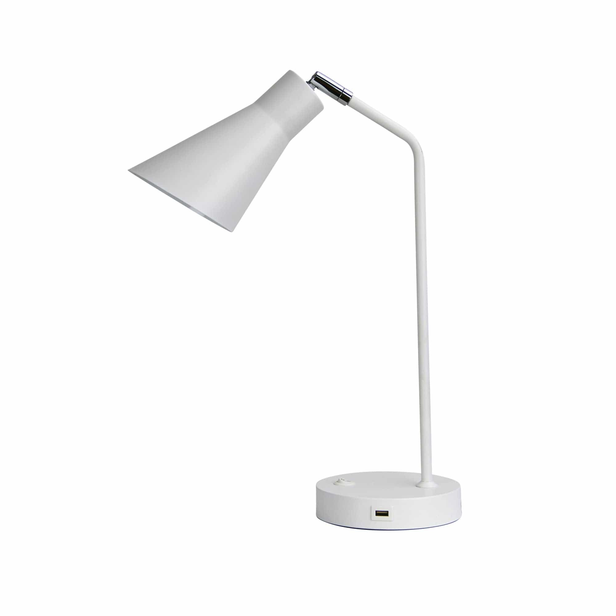 Oriel Lighting Lamp THOR DESK LAMP White Desk Lamp with USB