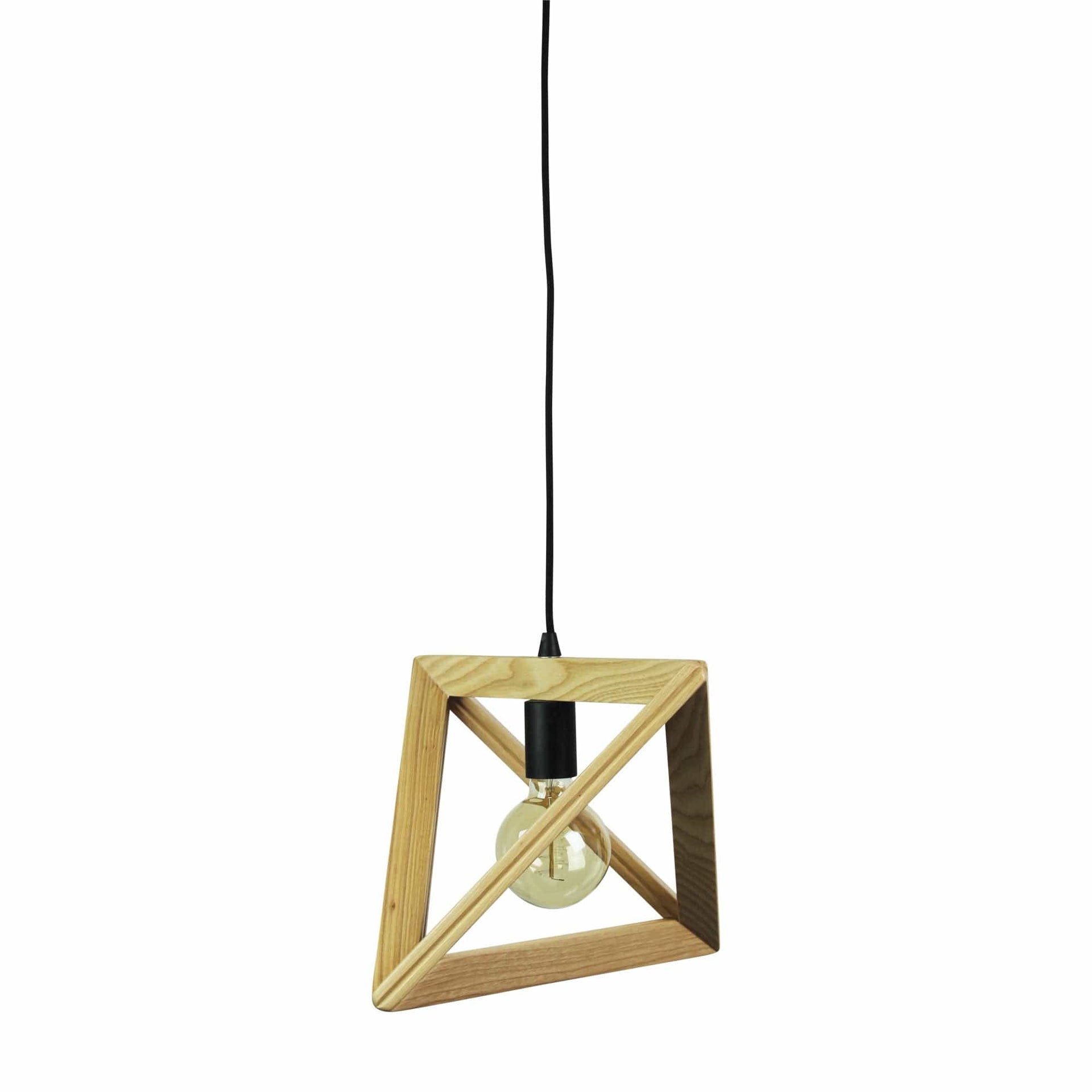 Oriel Lighting Lamp TRAP II Geometric Scandi Timber Pendant