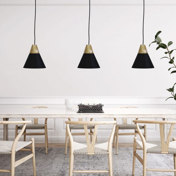 Oriel Lighting Lamp TRIGO.20 Stylish Conical Black Pendant