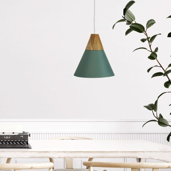 Oriel Lighting Lamp TRIGO.20 Stylish Conical Green Pendant