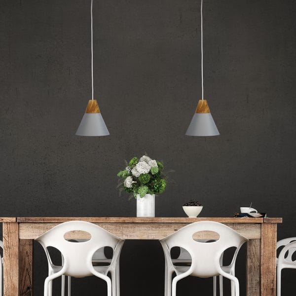 Oriel Lighting Lamp TRIGO.20 Stylish Conical Grey Pendant