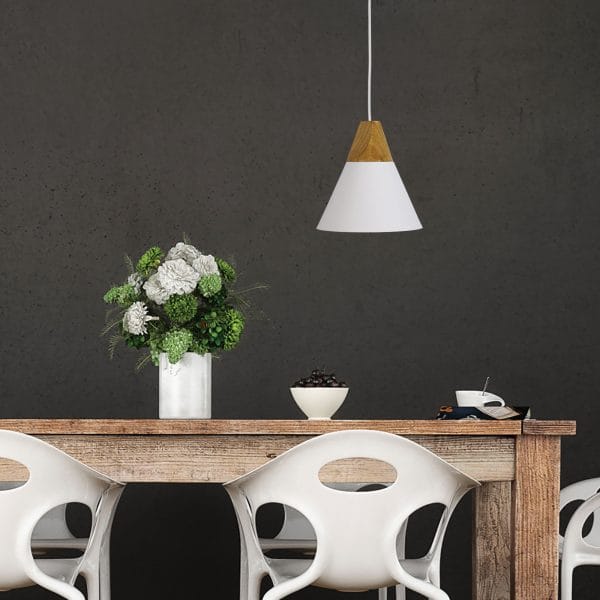 Oriel Lighting Lamp TRIGO.20 WHITE Stylish Conical White Pendant
