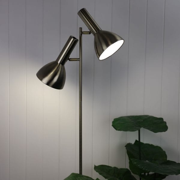 Oriel Lighting Floor Lamp VESPA Mid-Century Twin Floor Lamp Antique Brass