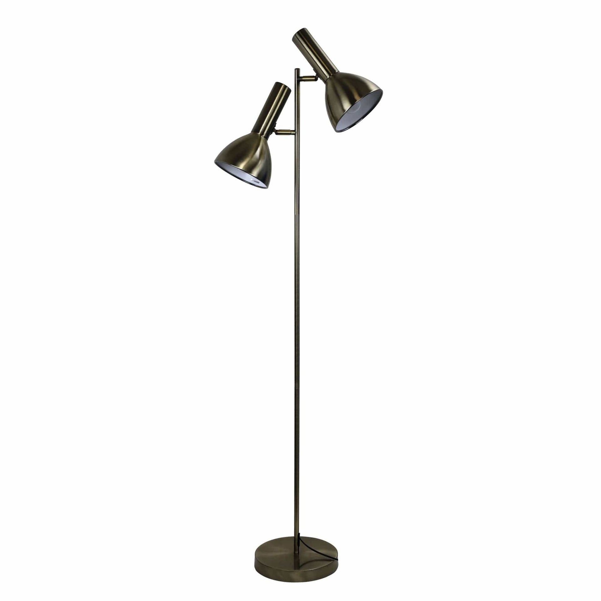 Oriel Lighting Floor Lamp VESPA Mid-Century Twin Floor Lamp Antique Brass