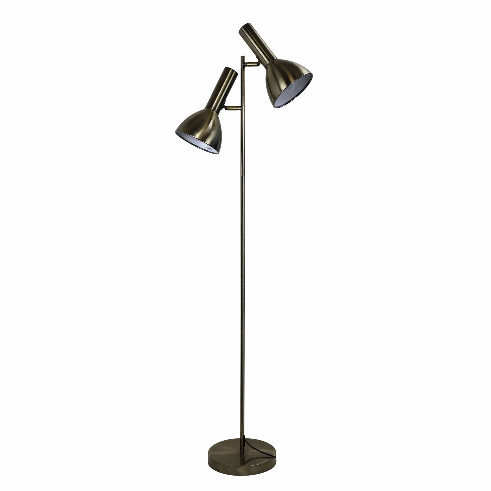 Oriel Lighting Floor Lamp VESPA Mid-Century Twin Floor Lamp Antique Brass