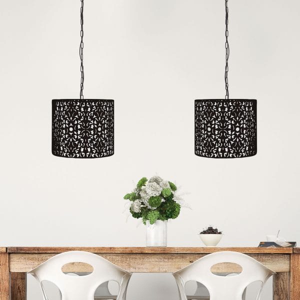 Oriel Lighting Lamp VICKY 35 Laser Cut Metal Pendant Black
