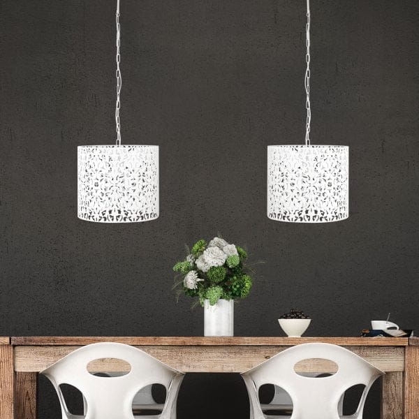 Oriel Lighting Lamp VICKY 35 Laser Cut Metal Pendant White