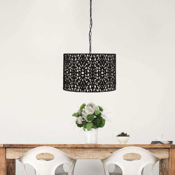 Oriel Lighting Lamp VICKY 45 Laser Cut Metal Pendant Black