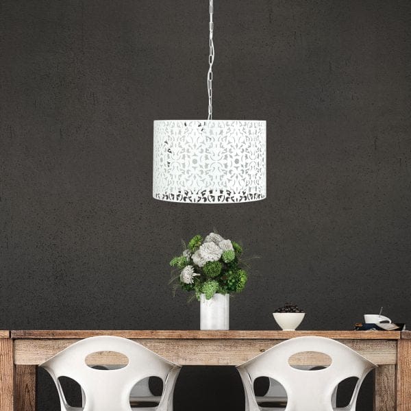 Oriel Lighting Lamp VICKY 45 Laser Cut Metal Pendant White