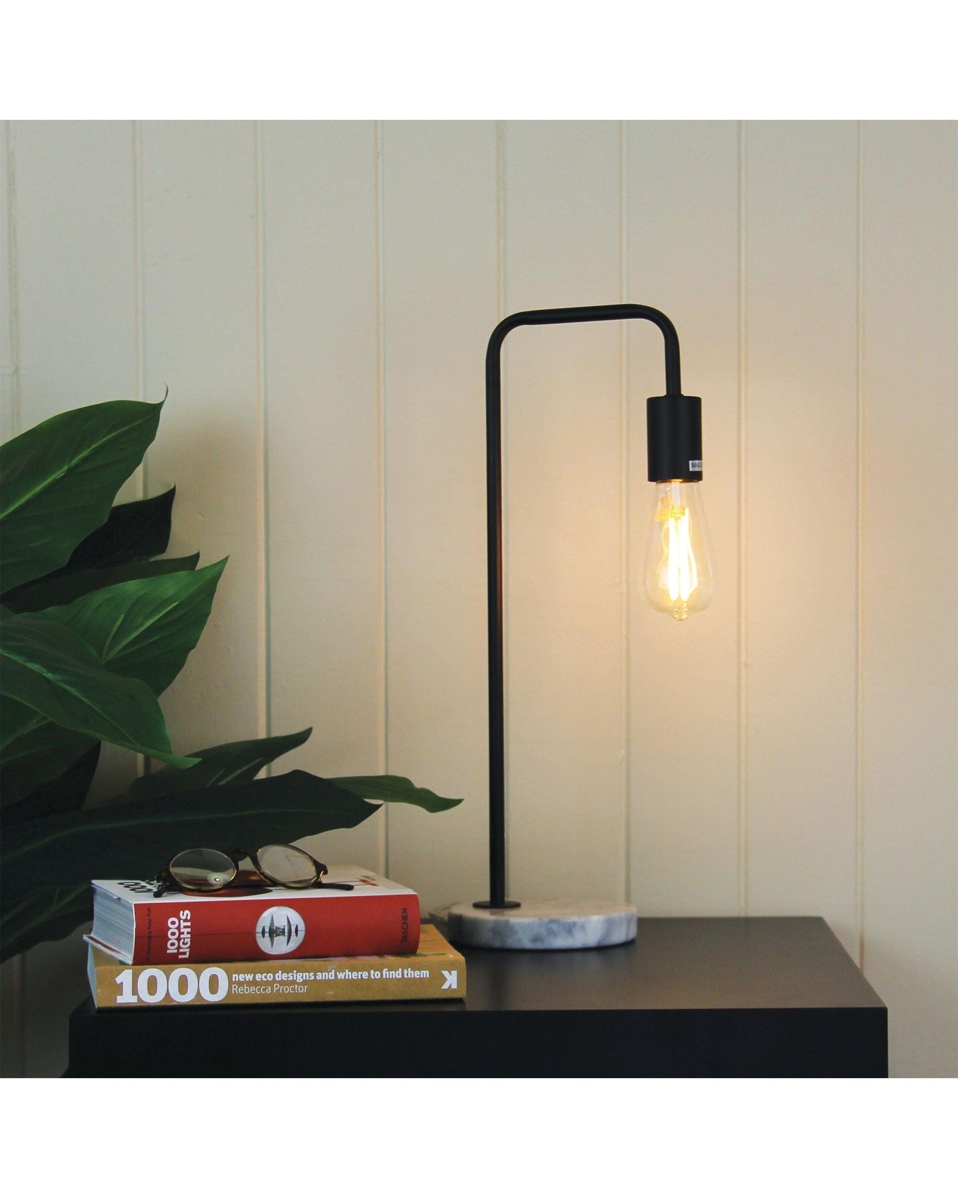 Oriel Lighting Lamp VILLE TABLE LAMP Black Scandi Lamp with Marble Base