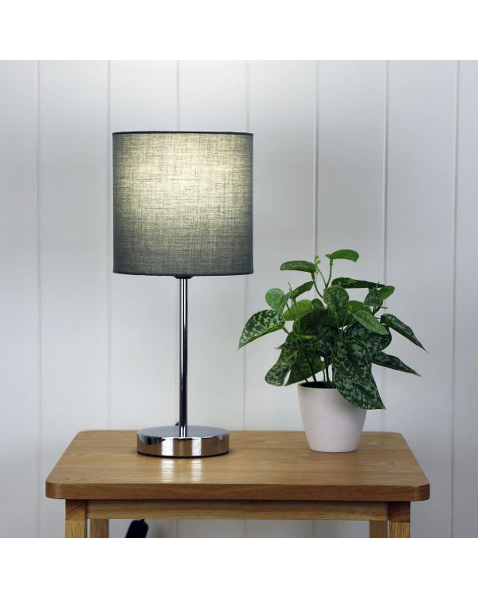 Oriel Lighting Lamp ZOLA TABLE LAMP Chrome Base with Grey Shade
