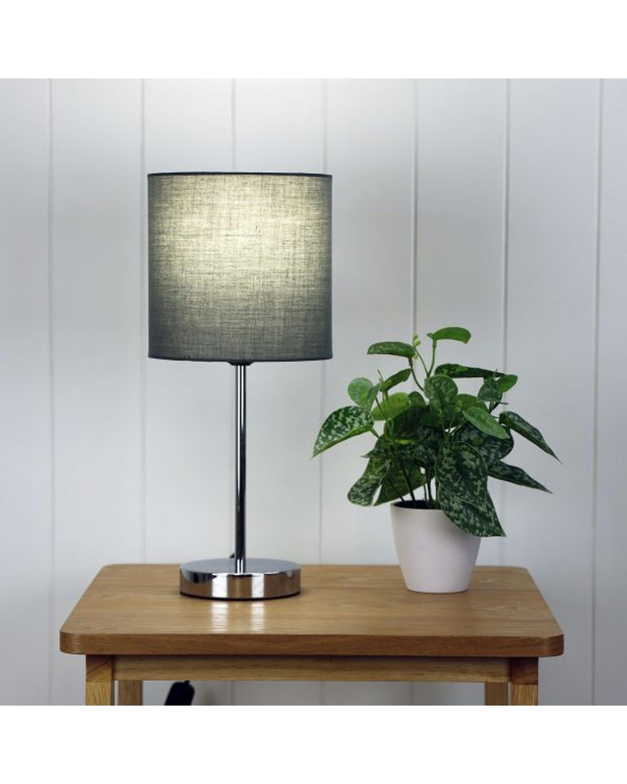Oriel Lighting Lamp ZOLA TABLE LAMP Chrome Base with Grey Shade