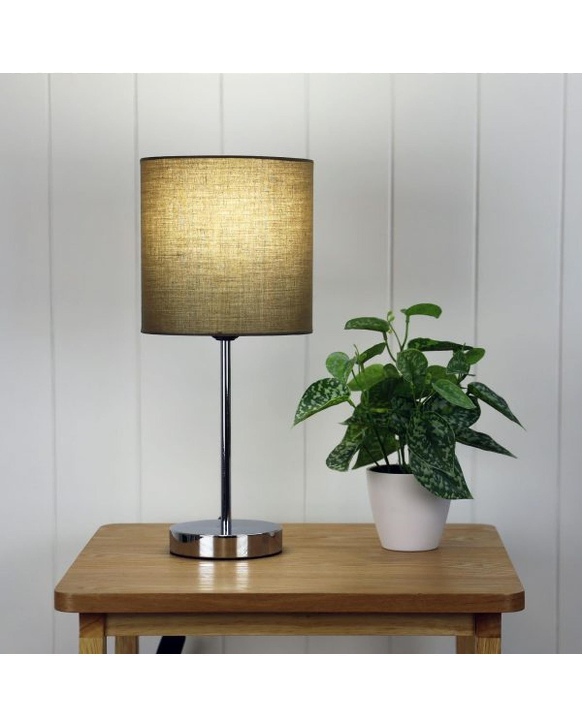Oriel Lighting Lamp ZOLA TABLE LAMP Chrome Basewith Taupe Shade