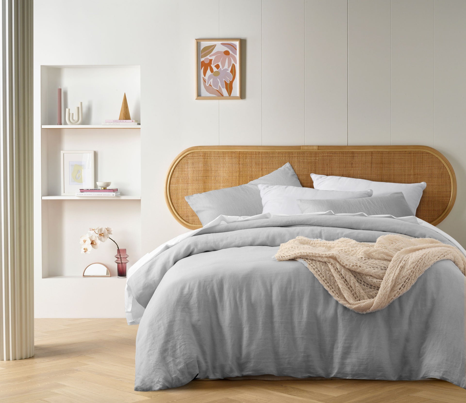 Vintage Design Silver French Linen Quilt Cover Set Vintage Design