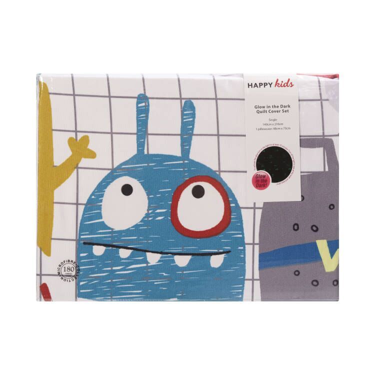 Happy Kids Monster Squad Glow in the Dark Quilt Cover Set Happy Kids Bedding