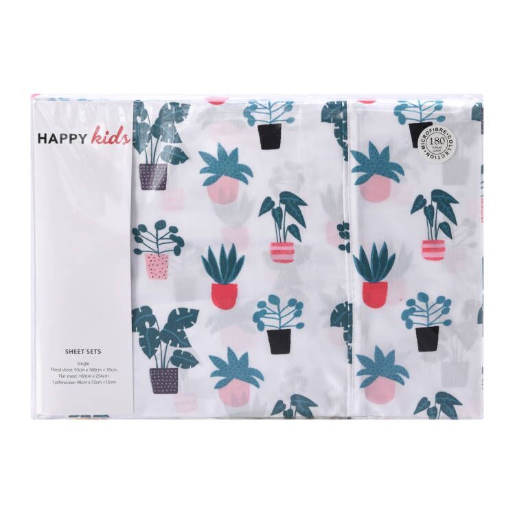 Happy Kids Plant Printed Microfibre Sheet Set Happy Kids Bedding