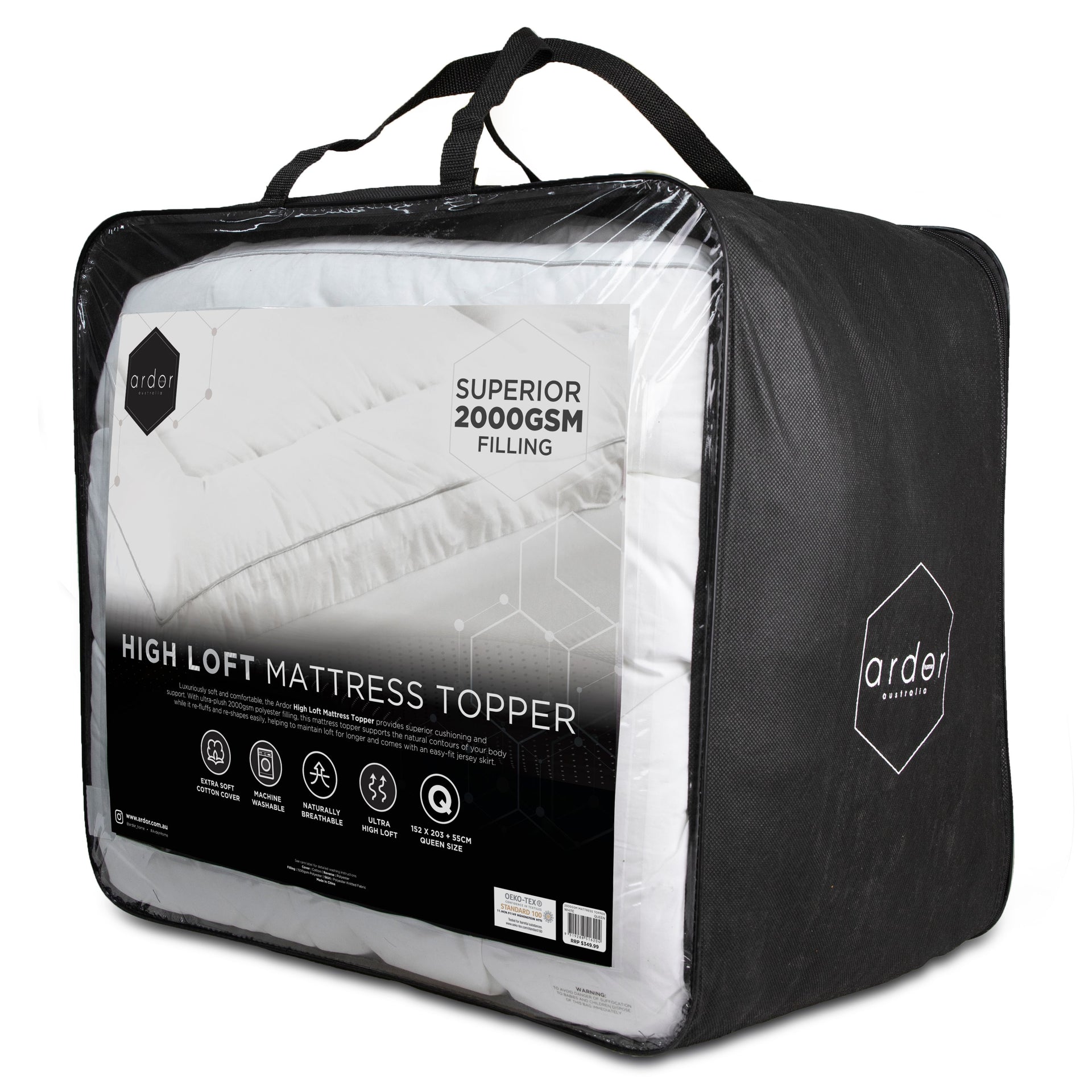 Ardor 2000GSM MICROFIBRE MATTRESS TOPPER Ardor Bedding