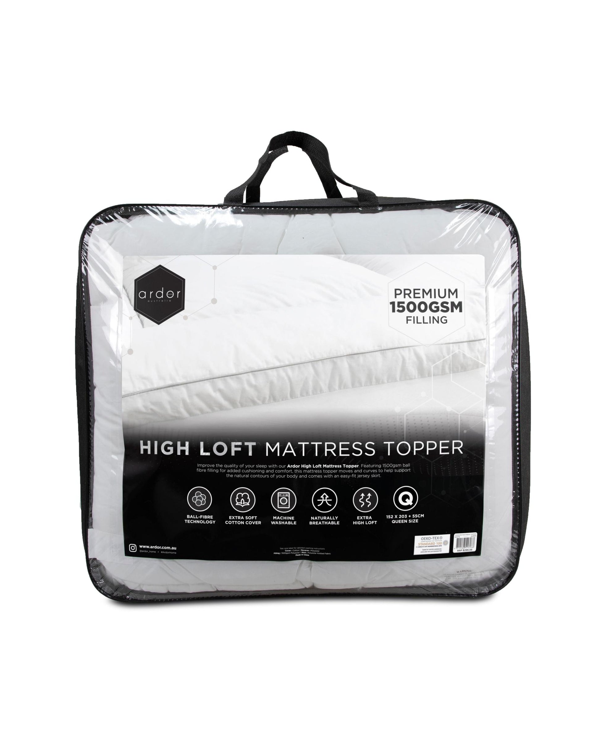 Ardor 1500GSM BALL FIBRE MATTRESS TOPPER Ardor Bedding