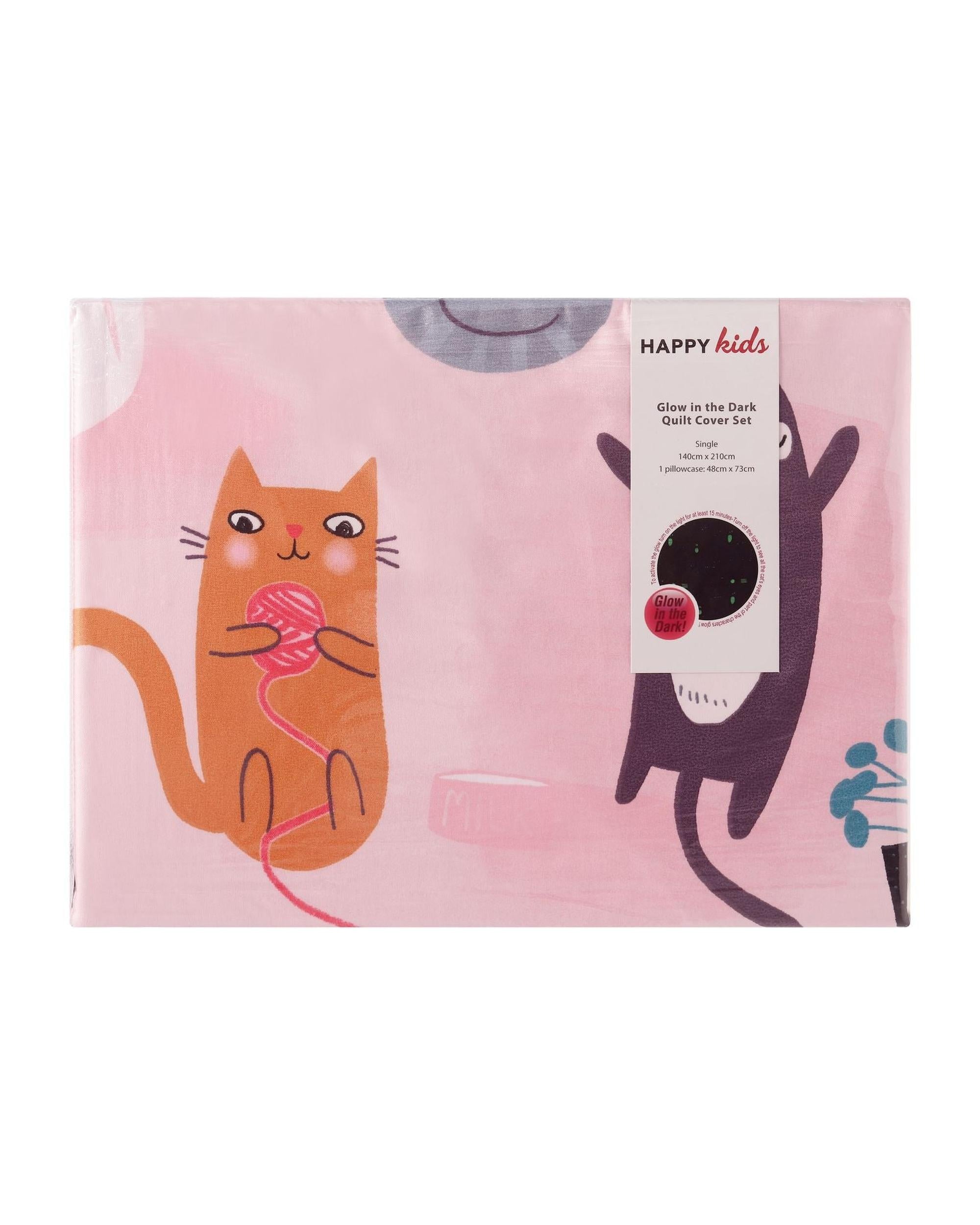 Happy Kids Miaow Glow in the Dark Quilt Cover Set Happy Kids Bedding