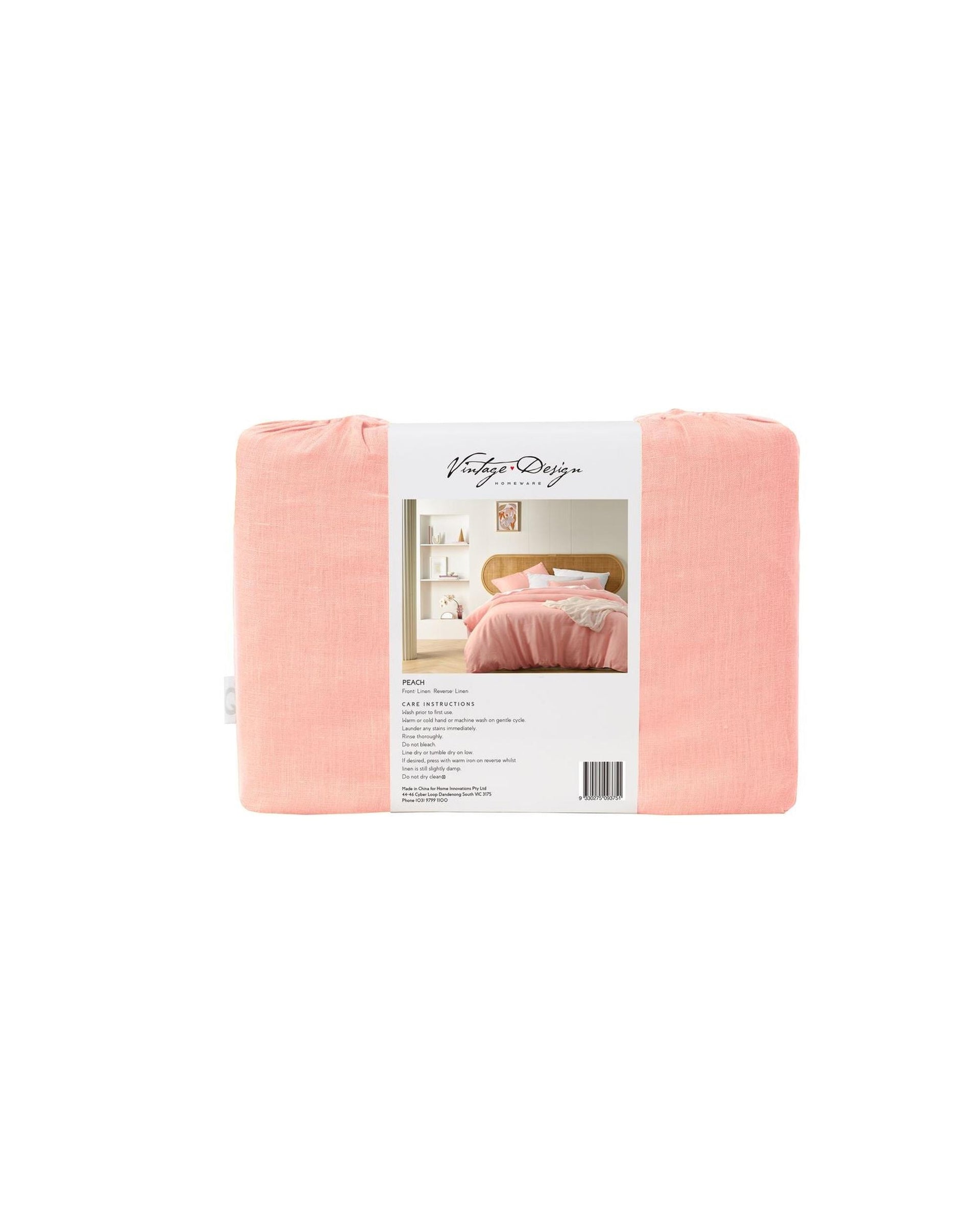 Vintage Design Peach French Linen Quilt Cover Set Vintage Design