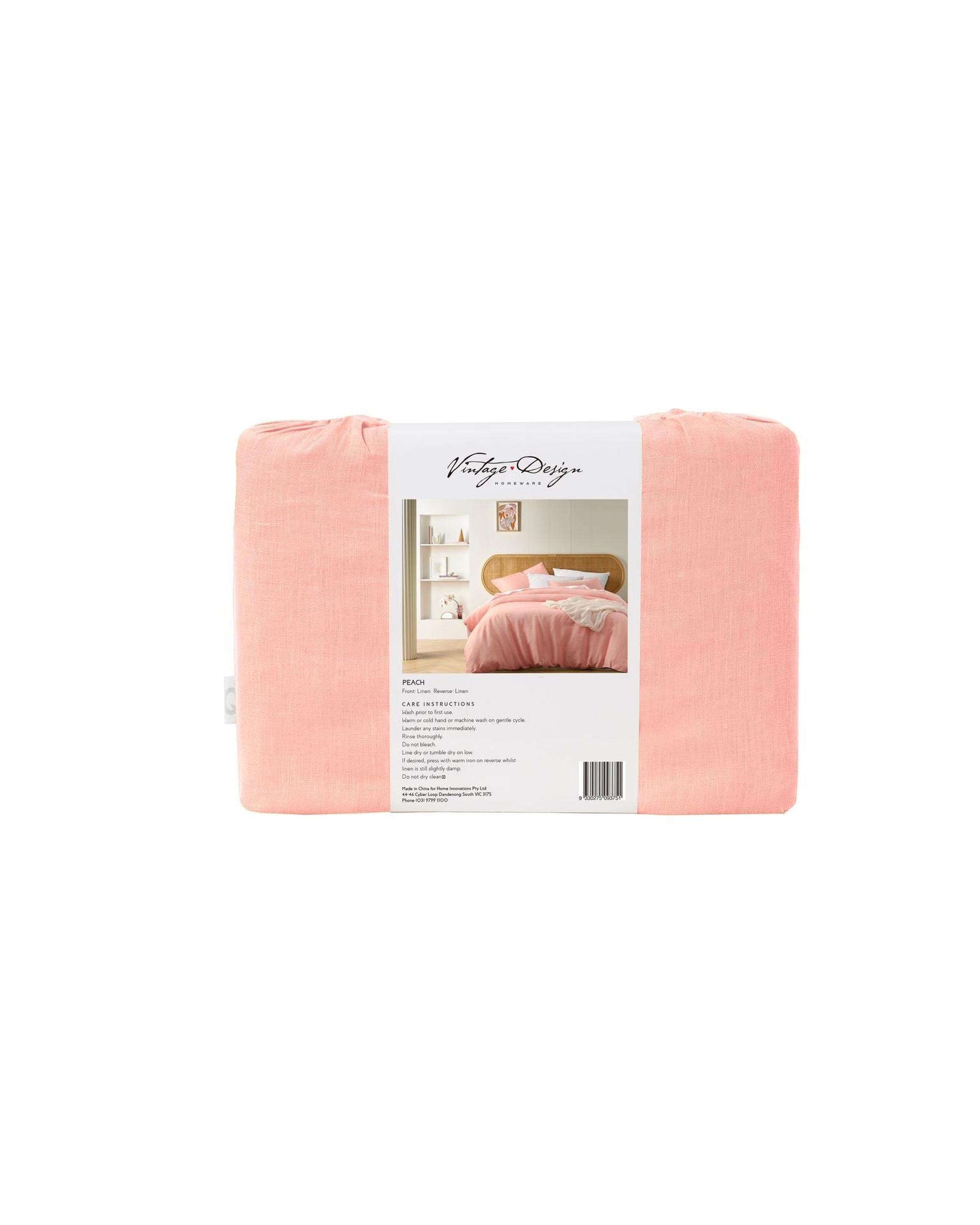 Vintage Design Peach French Linen Quilt Cover Set Vintage Design