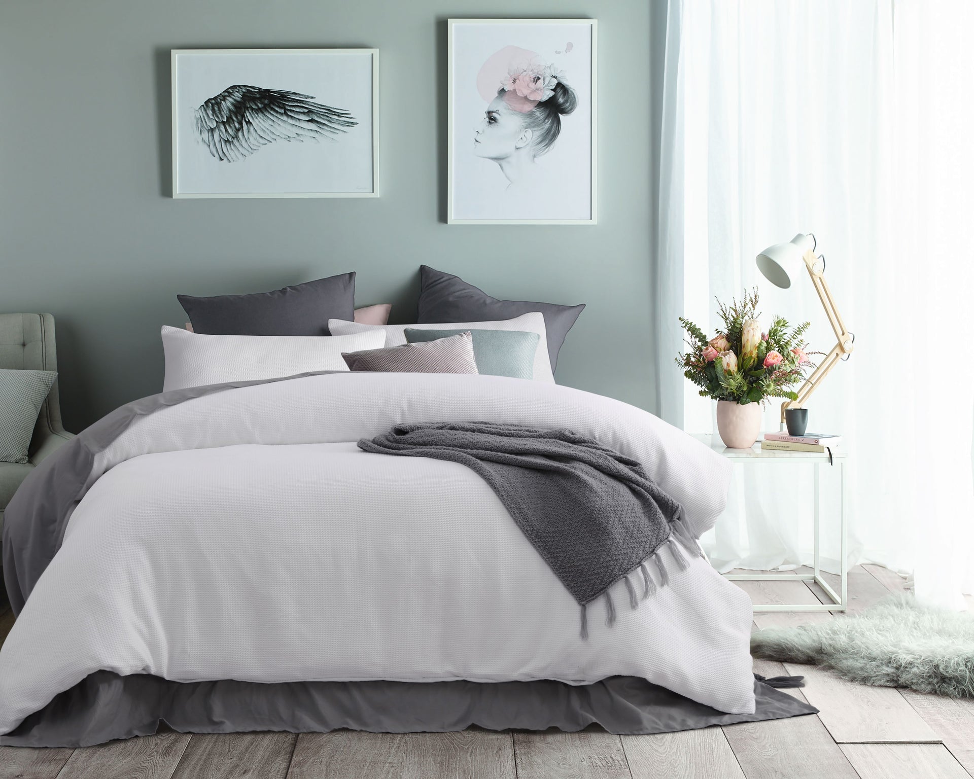 Accessorize Waffle Polyester Quilt Cover Set - White Accessorize