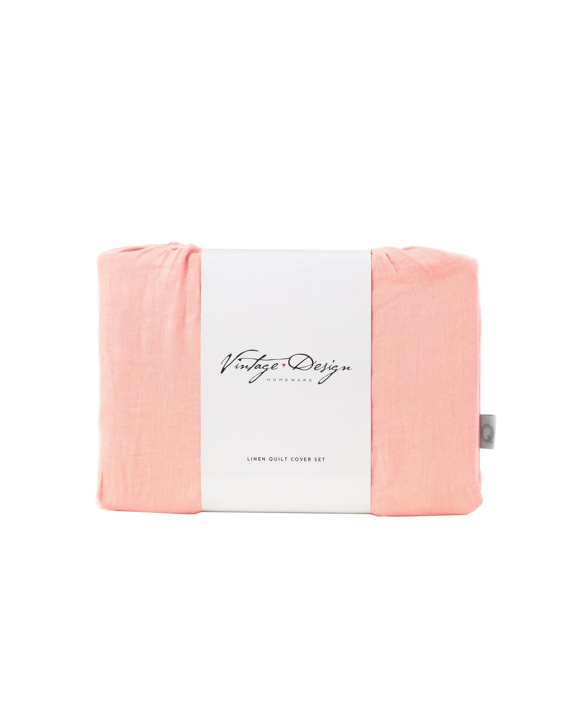 Vintage Design Peach French Linen Quilt Cover Set Vintage Design