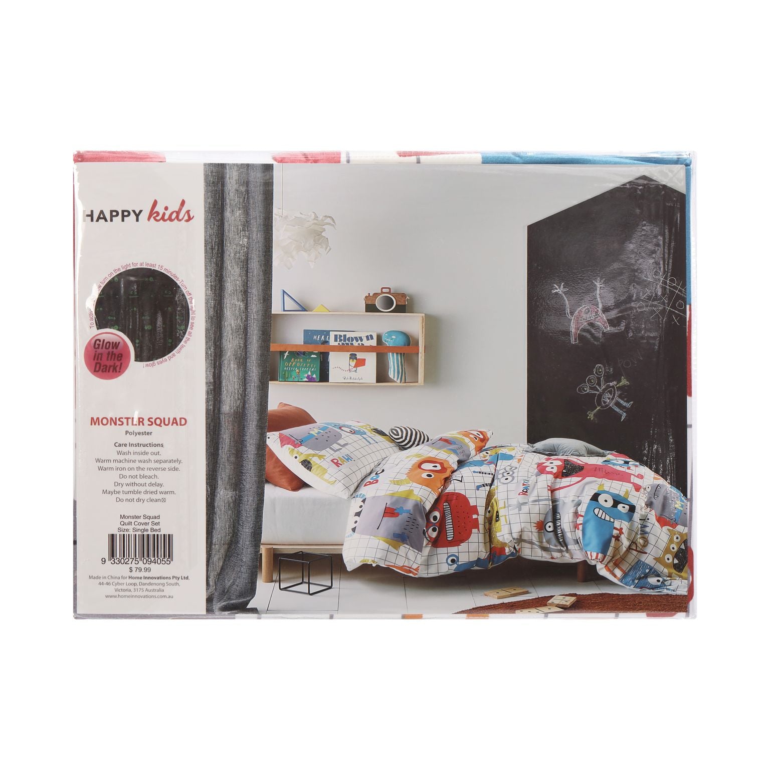 Happy Kids Monster Squad Glow in the Dark Quilt Cover Set Happy Kids Bedding