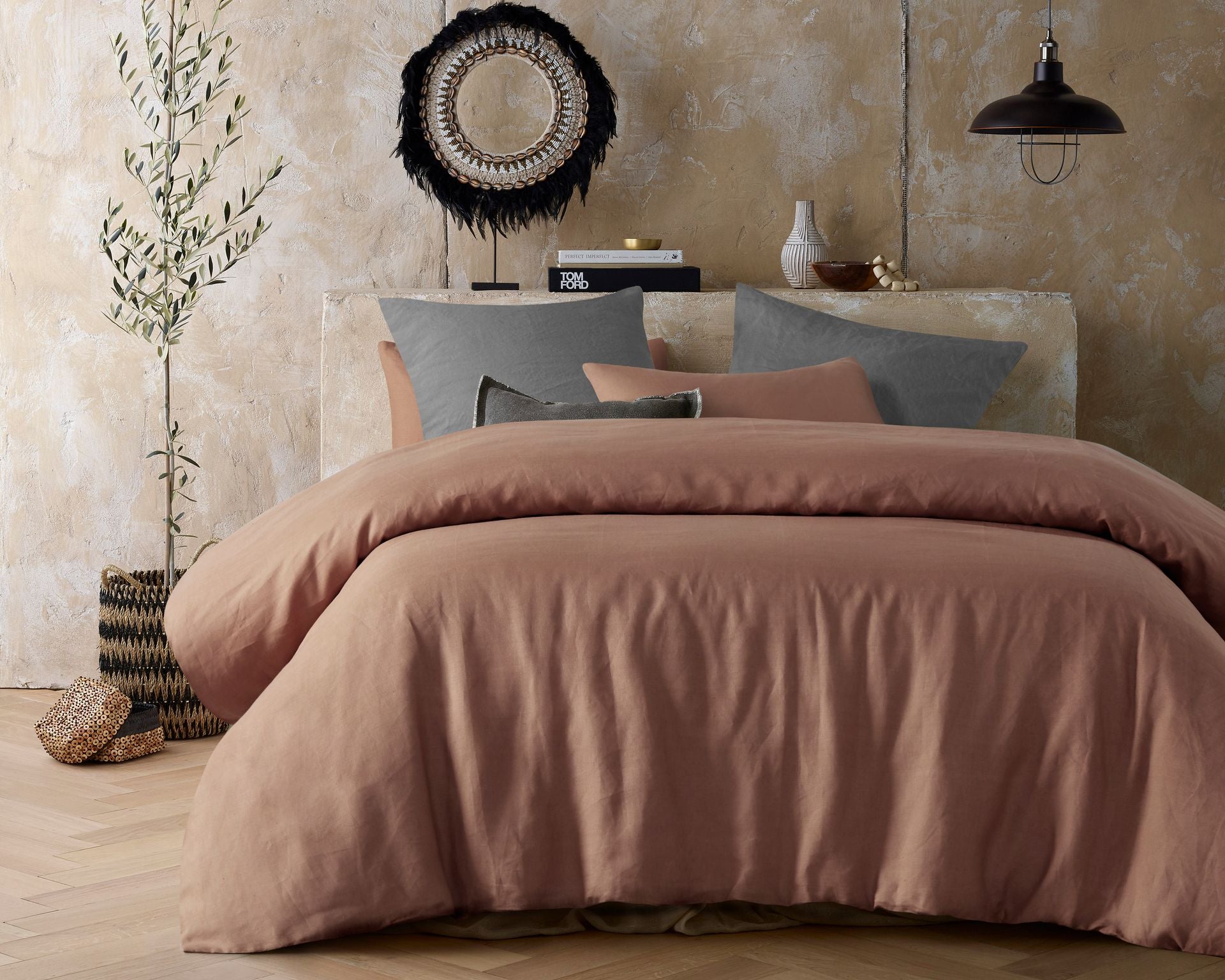 Vintage Design Hazelnut 100% Hemp Quilt Cover Set Vintage Design