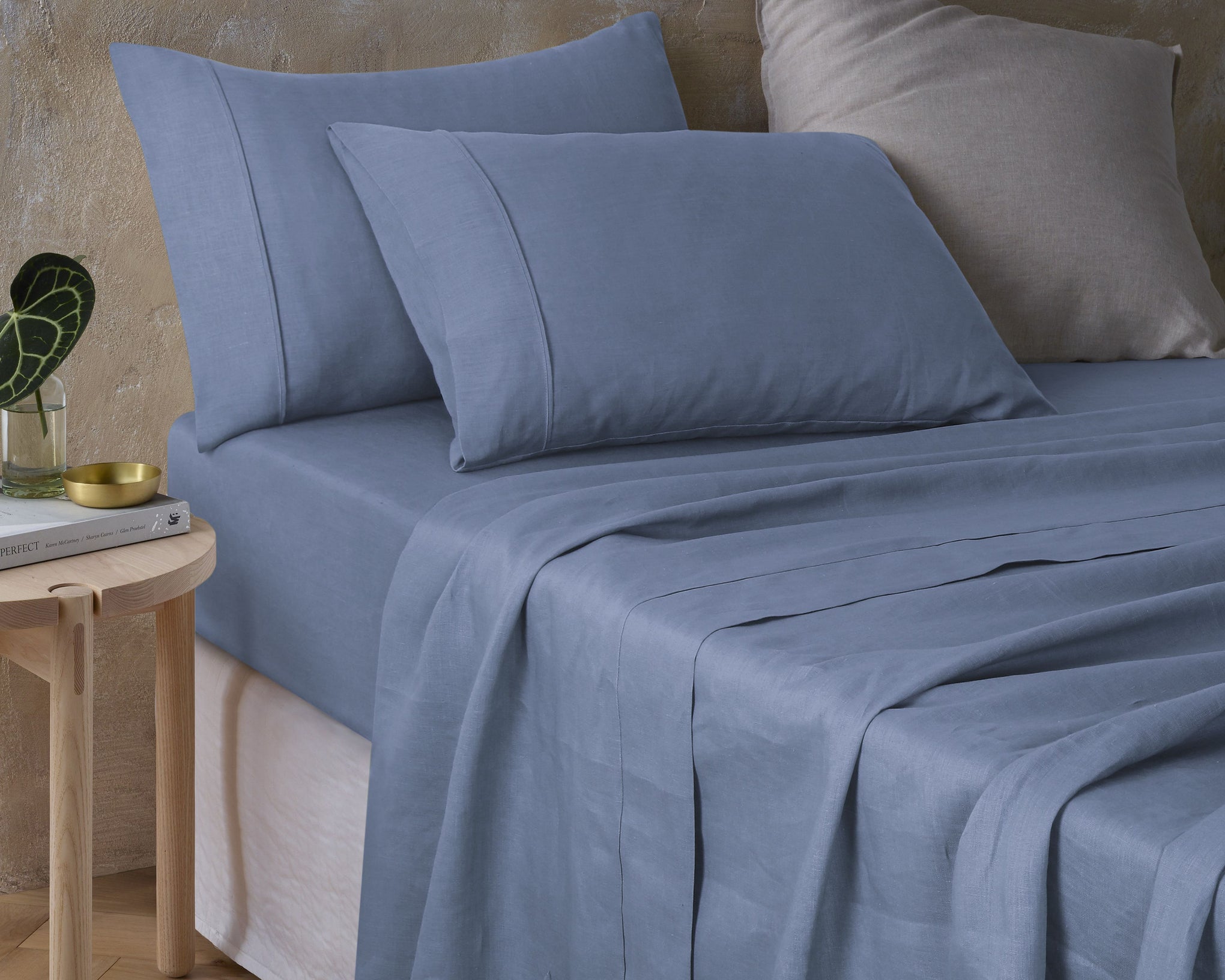 Vintage Design Sky Blue 100% Hemp Sheet Set Vintage Design