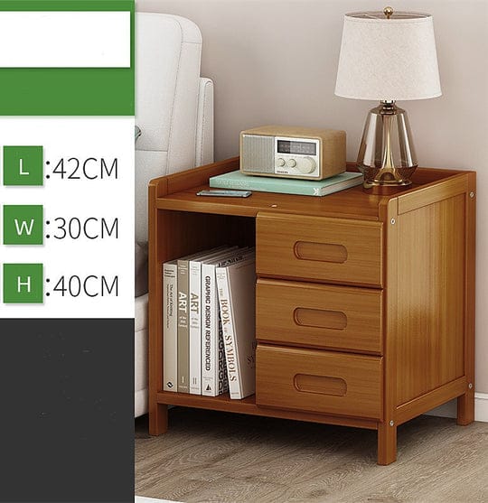 Palermo Bedside Table Bamboo Bedside Table Nightstand Storage Bedroom Sofa Side Stand - Dark Wood