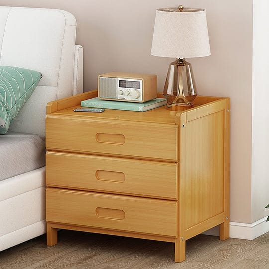 Palermo Bedside Table Bamboo Bedside Table Nightstand Storage Bedroom Sofa Side Stand - Wood