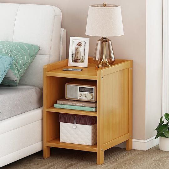 Palermo Bedside Table Bamboo Bedside Table Nightstand Storage Bedroom Sofa Side Stand - Wood