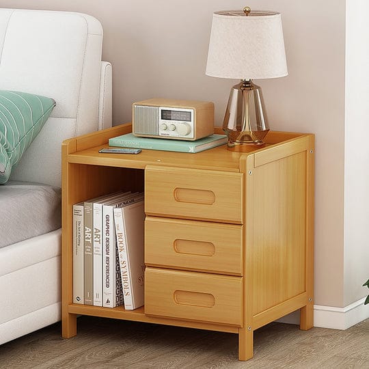Palermo Bedside Table Bamboo Bedside Table Nightstand Storage Bedroom Sofa Side Stand - Wood