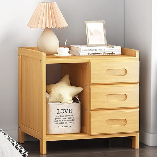 Palermo Bedside Table Bamboo Bedside Table Nightstand Storage Bedroom Sofa Side Stand - Wood
