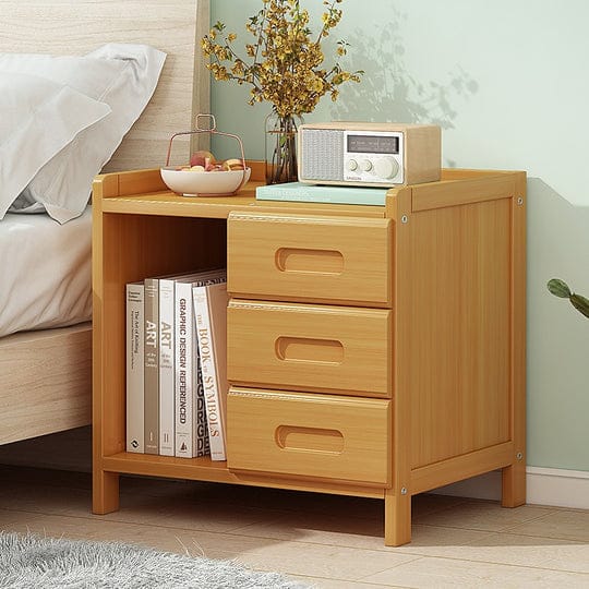 Palermo Bedside Table Bamboo Bedside Table Nightstand Storage Bedroom Sofa Side Stand - Wood