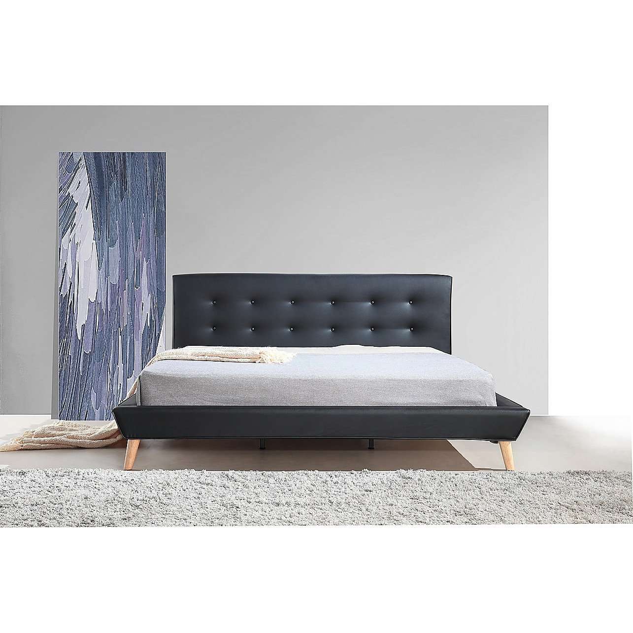 Palermo Bedframe Button Tuft PU Leather Fabric Luxury Bed Frame - 2 Colours