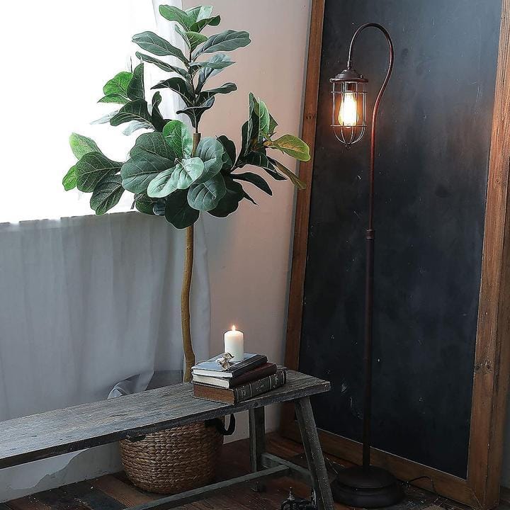 Palermo Lamp Industrial Floor Lamp with Adjustable Cage Shade in Bronze Finish