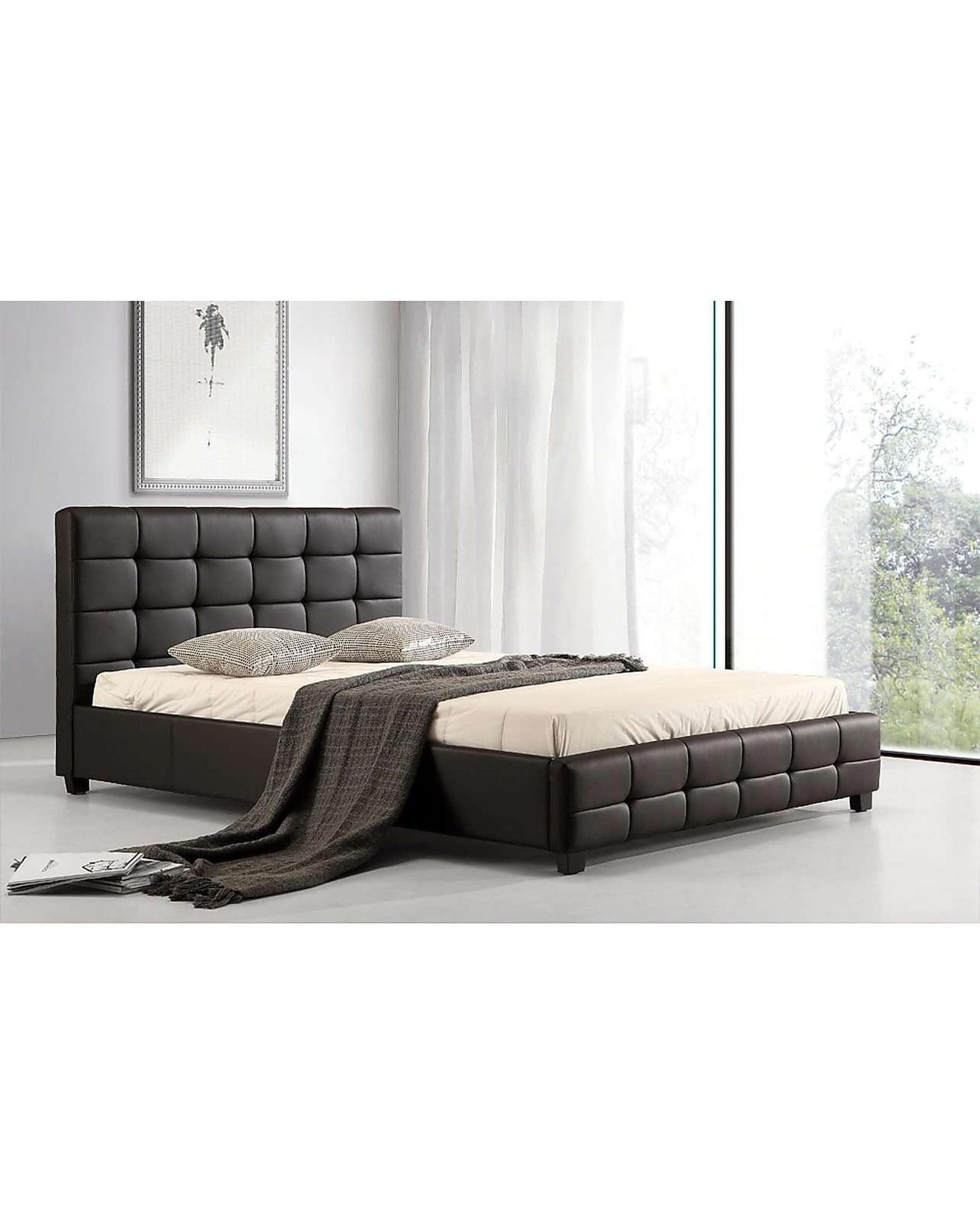 Palermo Bedframe King Single / Black PU Leather Deluxe Bed Frame - 3 Colours
