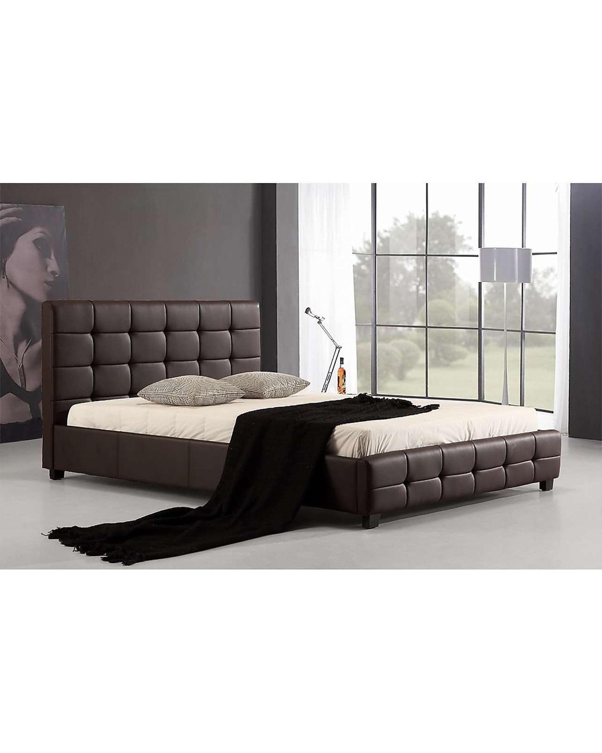 Palermo Bedframe King Single / Brown PU Leather Deluxe Bed Frame - 3 Colours