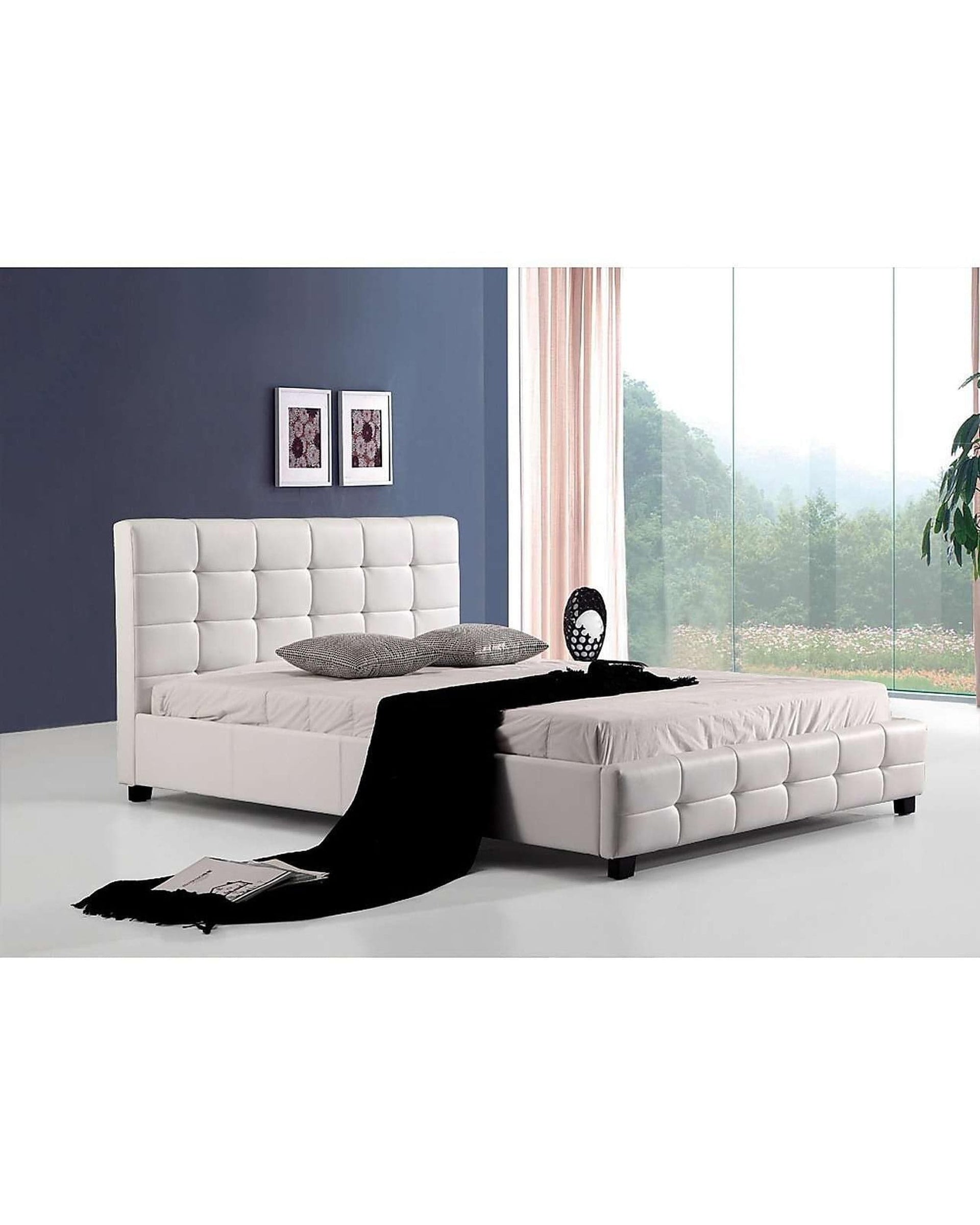 Palermo Bedframe King Single / White PU Leather Deluxe Bed Frame - 3 Colours