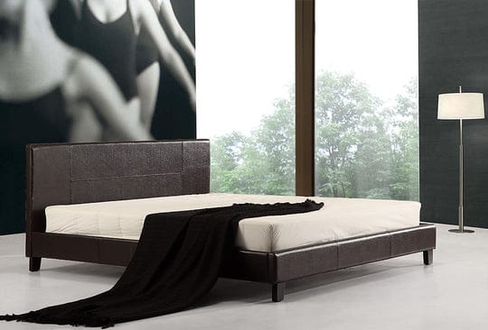 Palermo Bedframe Loft Black PU Leather - Brown
