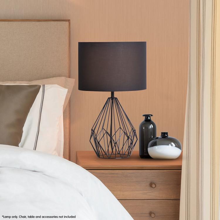 Palermo Lamp METAL WIRE TABLE LAMP IN BLACK FINISH WITH BLACK DRUM SHADE