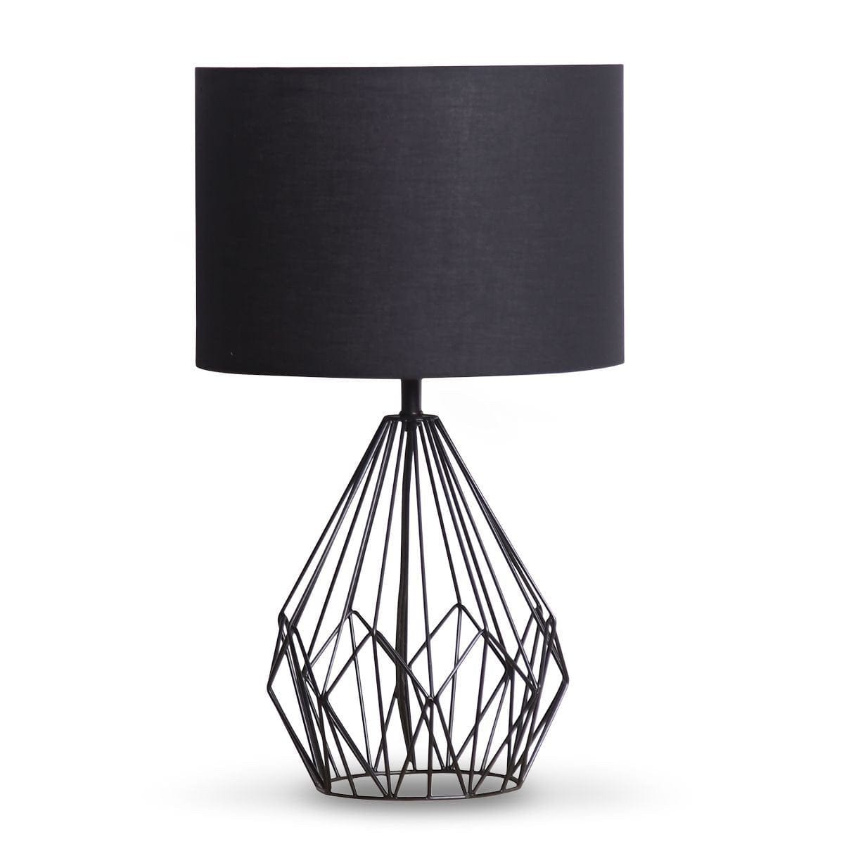 Palermo Lamp METAL WIRE TABLE LAMP IN BLACK FINISH WITH BLACK DRUM SHADE