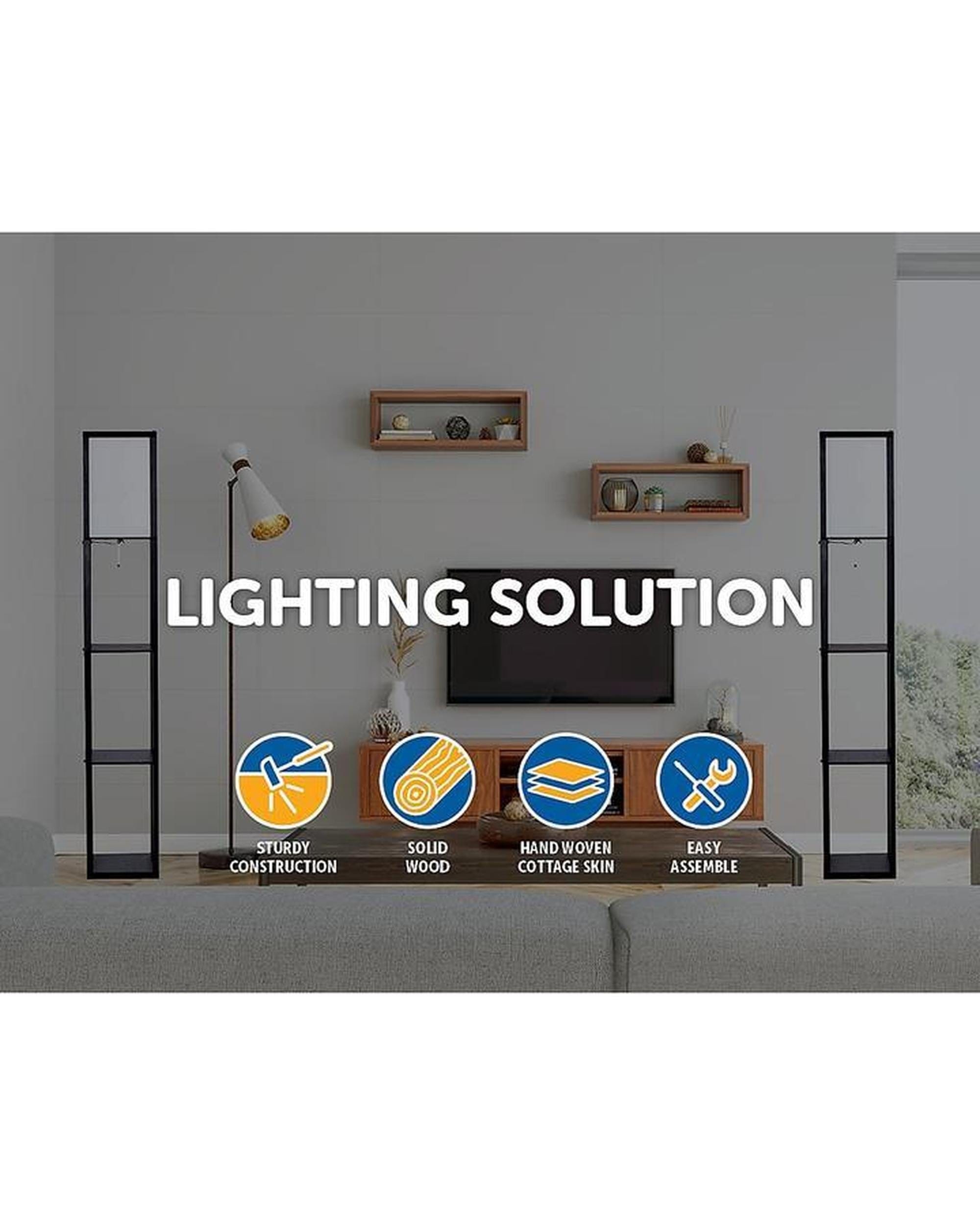 Palermo Lamp Shelf Floor Lamp - Shade Diffused Light Source with Open-Box Shelves - Type A