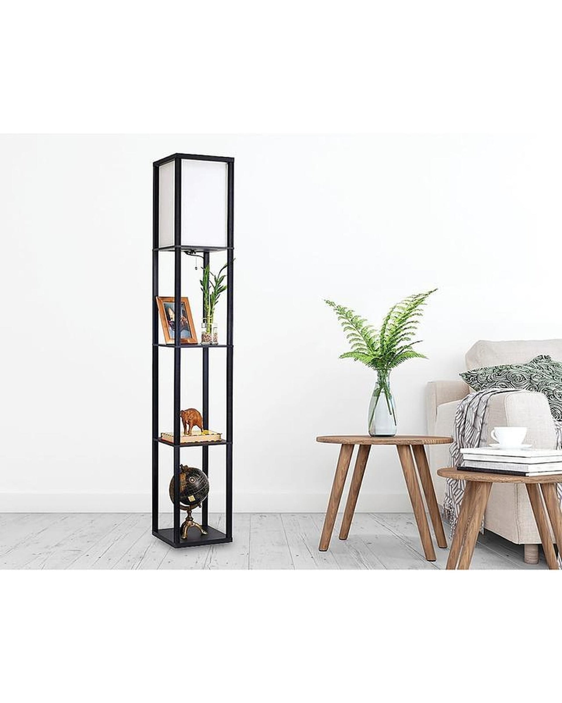 Palermo Lamp Shelf Floor Lamp - Shade Diffused Light Source with Open-Box Shelves - Type A
