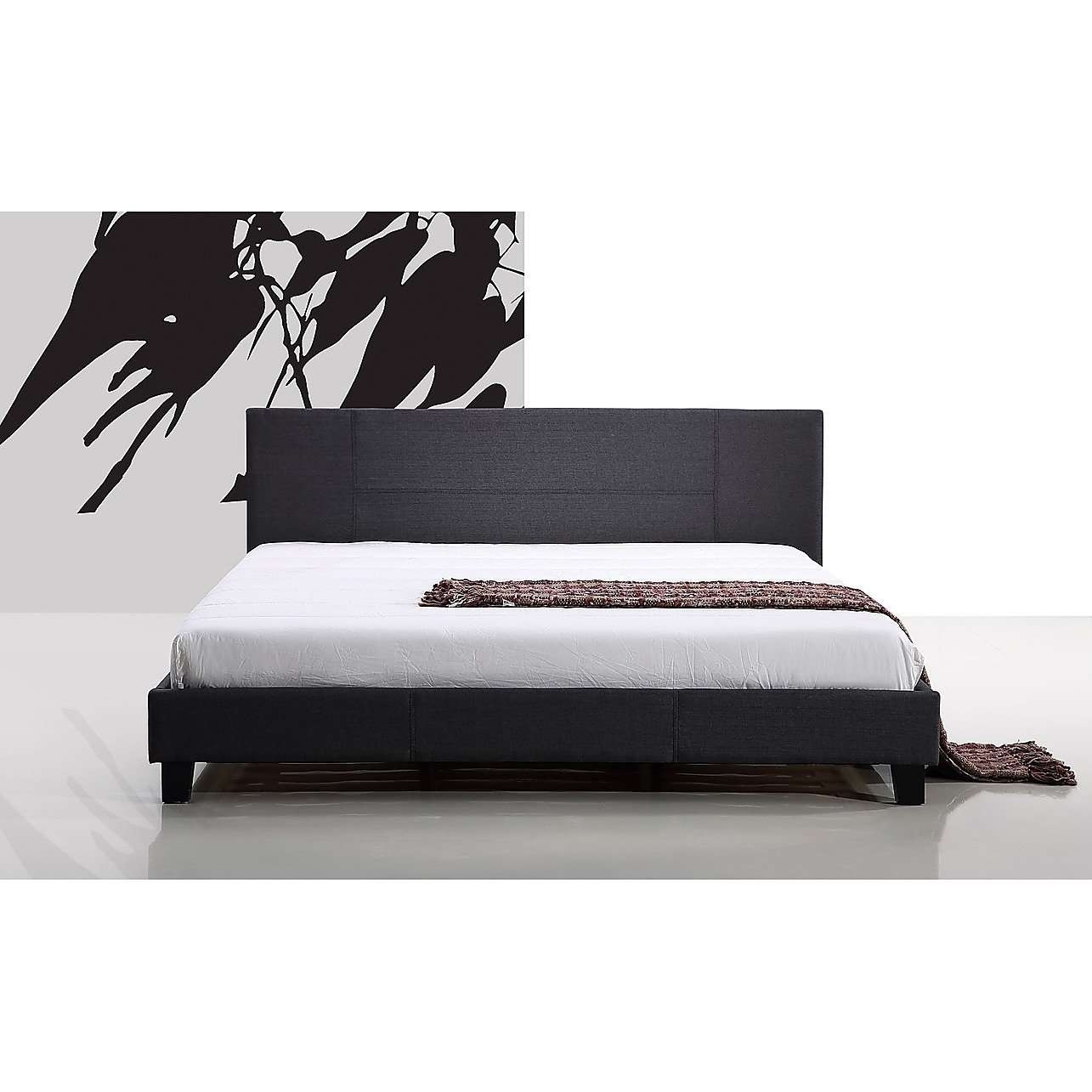 Palermo Bedframe Single / Grey Modern Fabric Linen Bed Frame - 2 Colours