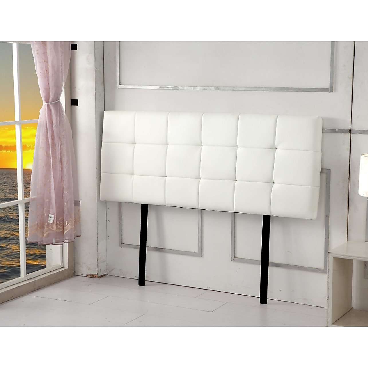 Palermo Bedhead Single / White Tuft PU Leather Bedhead - 3 Colours