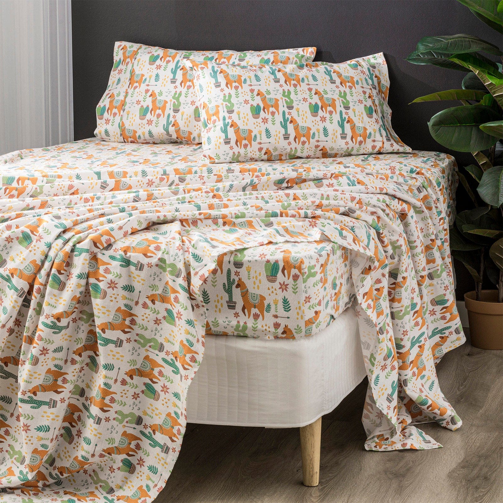Park Avenue Bed Sheets 175 GSM Egyptian Cotton Flannelette  Plain dyed Sheet Sets - Alpaca